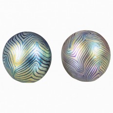 Pair of art glass ovoid paperweights